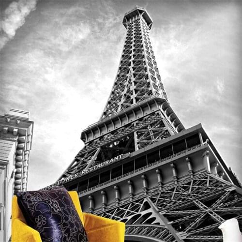 London Paris Black and White Eiffel Tower Wallpaper Hallway Entrance Corridor Creative Personality Wallpaper Art Background Wall