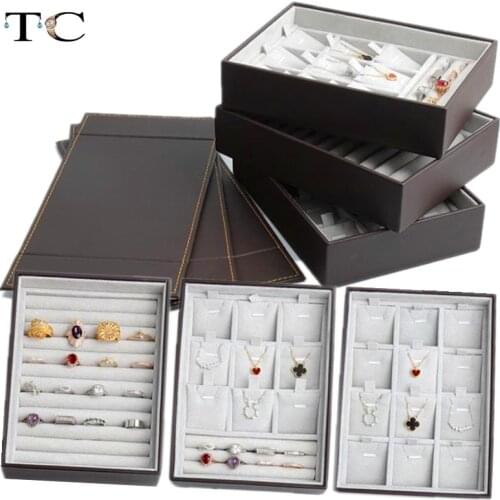 PU Belt Cover Jewelry Tray Ring Pendant Jewelry Display Box Multi-functional Earrings Display Shadow Box Jewelry Organizer