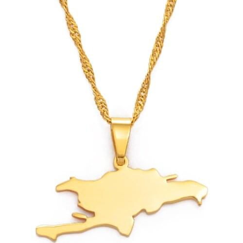 Anniyo island of Hispaniola Pendant Necklaces Haiti and the Dominican Jewelry Maps #153521