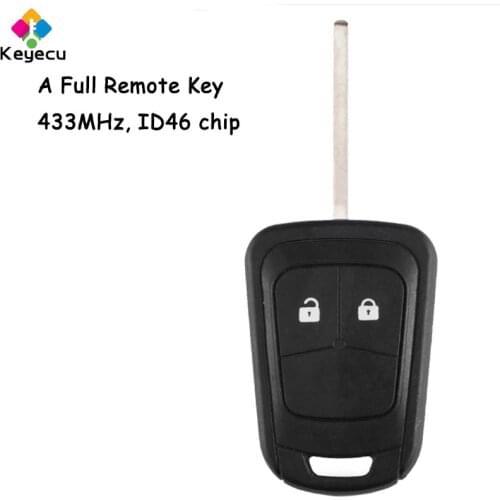 KEYECU Remote Control Car Key Fob 2 Buttons 433MHz ID46 Chip HU100 Blade - FOB for Chevrolet AVEO Cruze for Opel Malibu Sonic