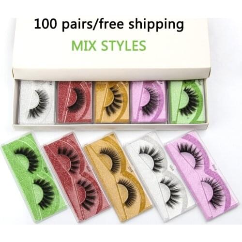 Wholesale Eyelashes 30/40/50/100pcs 3d Mink Lashes Natural Mink Eyelashes colorful card Eyelashes Makeup False Eyelashes In Bulk