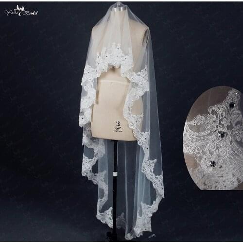 RSV25 Short Bridal Wedding Veils With Crystal