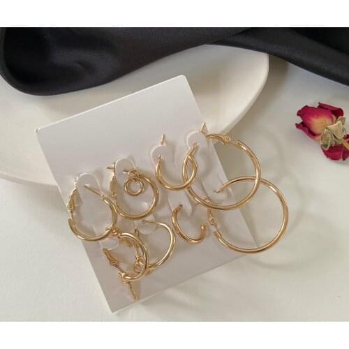 4Pairs /12Pairs Punk Hoop Earrings Set Big Circle Earrings Jewelry For Women Girls Steampunk Ear Clip Punk Earring Ear Ring