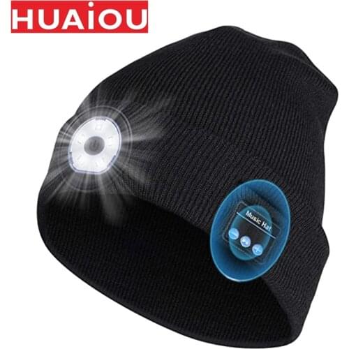 Bluetooth LED Knitted Beanie Hats Fashion Camping Running Fishing Hat Built-in Stereo Hand-free Music Mp3 Magic Warm Smart Caps