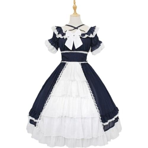 Colorful Fairy Tales High Waist Short Sleeves Chiffon Classic Lolita OP Dress