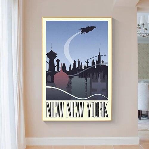 SP157 Silk Cloth Wall Poster New York Retro Travel Art Home Decoration Gift
