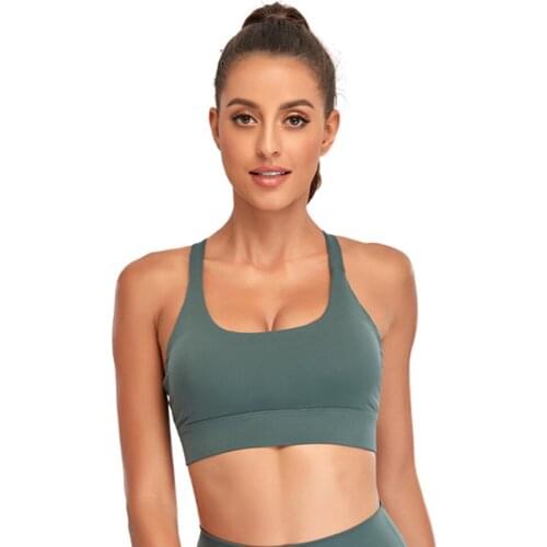 GYMQUASAR Solid Push Up Gym Fitness Bras Crop Tops Women Plain Soft Breathable Nylon High Waist Yoga Workout Sports Bra