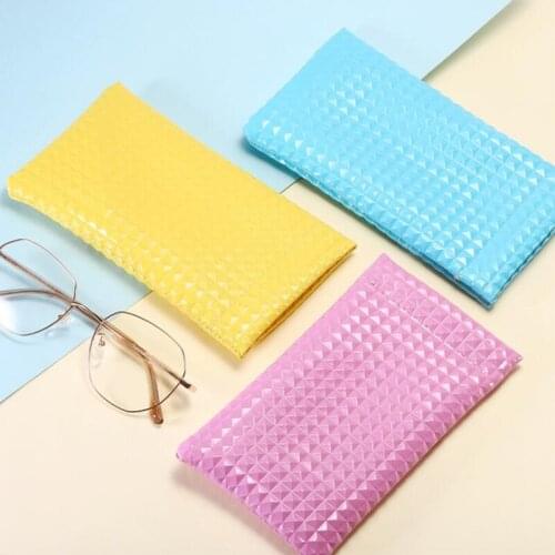 Fashion Glasses Bag Diamond Shaped Design PU Leather Waterproof Eyeglasses Pouches Candy Colors Elasticity Pocket Sunglass Case