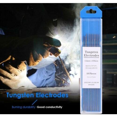 10pcs 1.0/1.6/2.0/2.4/3.0*150mm Tungsten Electrode Tig Welding Rods For WC20 Stainless Steel Aluminum Alloy