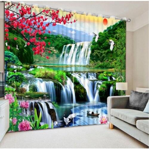 Waterfall curtains 3D Window Curtain Dinosaur print Luxury Blackout For Living Room