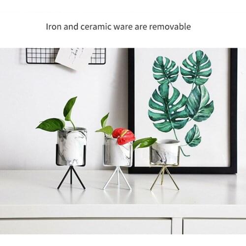 Iron Plant Vase Stand Home Decor Flower Pots Flower Planter Holder Ceramic Flower Pot Shelf Rack