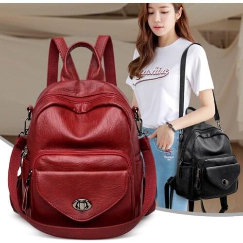 Womens Multi-Function Four-Color Leather Backpacks Lady Bag Travel Shopping School Backpack Girl Backpack Vintage Backpack Bag