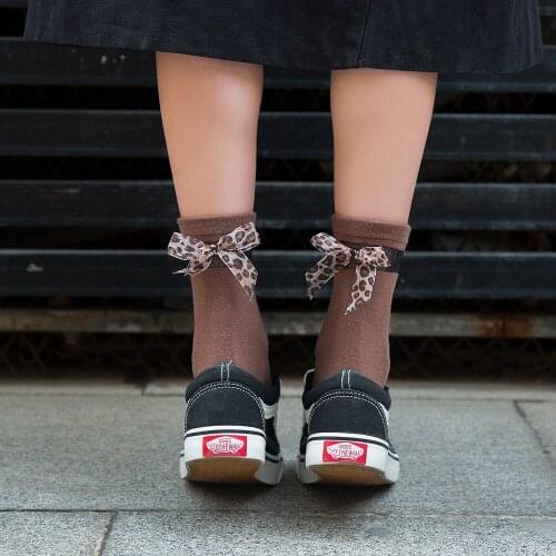 Bowknot Leopard Print Womens Socks Sexy Beautiful Girl Female Tube Socks Autumn And Winter New Japanese Cotton Socks Korean Ver