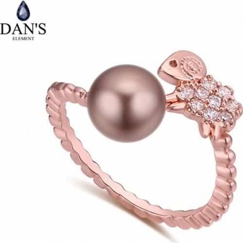 DANS Real Austrian Crystals Brand AAA Zirconia Micro Inlays Fashion Ring for women New Geometric 121483rose