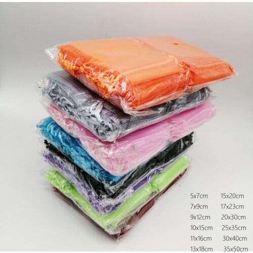 100pcs 9x12cm Diy Jewelry Bag Gift Bag Women Drawstring Organza Gift Bags For Wedding/Christmas/Jewelry Display Packaging Bags