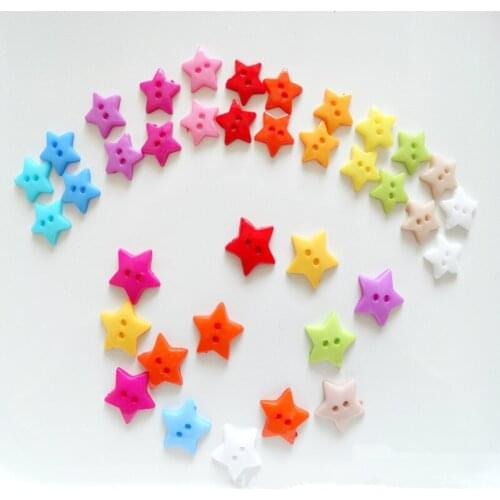 Mixed Candy Color Resin Star Buttons 2 Holes Sewing Decorative Button Scrapbooking Garment DIY Apparel Accessories
