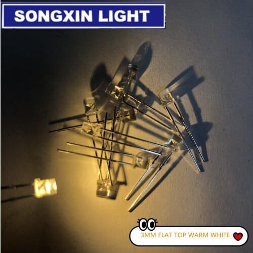 1000pcs Transparent LED Diode 3mm Warm White Water Clear 3 mm Flat Top Light-Emitting Diode High Brightness LED Lamp Light