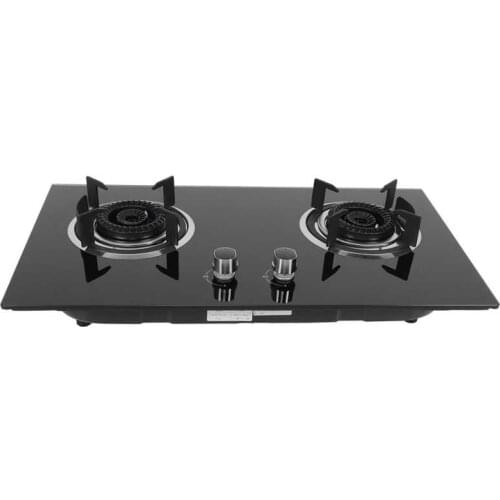 2 Burners Liquefied Gas Stove Glass Panel Desktop Cooker Kitchen Cooking Appliance