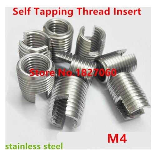 20pcs M4*0.7 stainless steel self tapping threaded insert 302 type Slotted Wire Thread Repair Insert, Screw Bushing