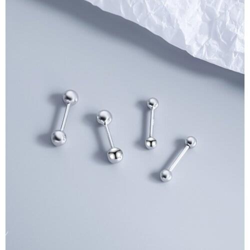 2021 New Punk 925 Sterling Silver 4MM Round Ball Stud Earrings For Women Piercing Body Jewelry Pendientes eh553