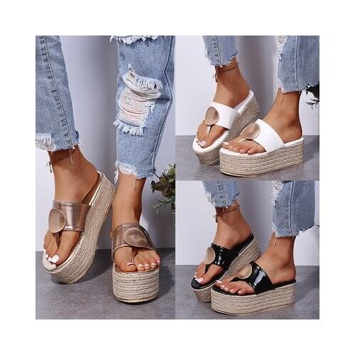 2021 New Style 43 High Quality Summer Platform Slippers Ladies Wedges Muller Sandals Women Indoor Ytmtloy House