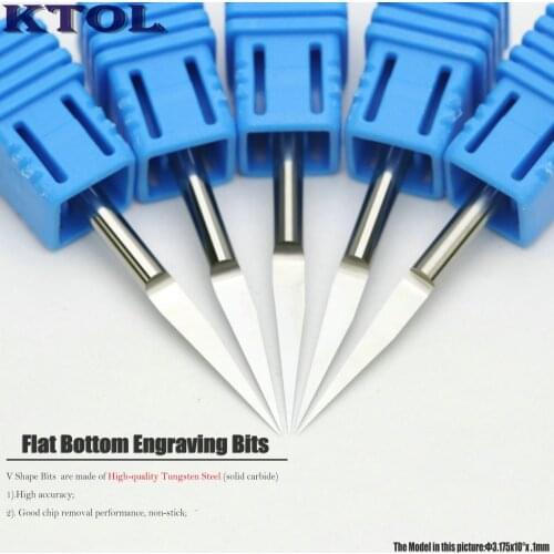 3.175mm 10 Degree V Carving Bit PCB CNC Engraving Tools Wood Router Cutters Solid Carbide End Mill Set Milling Bits 0.1-0.5mmTip