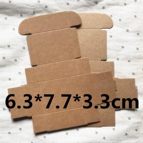 50pcs 6.3*7.7*3.3cm Natural Kraft paper gift packaging box small craft box folding kraft paper brown handmade soap paper box