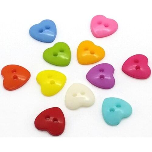 500pcs Lovely Multi-Color Heart Shape Buttons Sewing Button Embellishments For Scrapbooking Children Crafts,12*13mm/pc