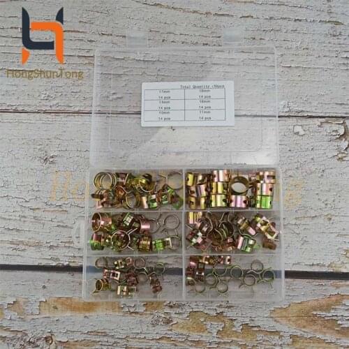 84Pcs/set 11-18mm Vacuum Spring Fuel Oil Water CPU Hose Clip Pipe Tube for Band Clamp Metal Fastener Assortment Kit