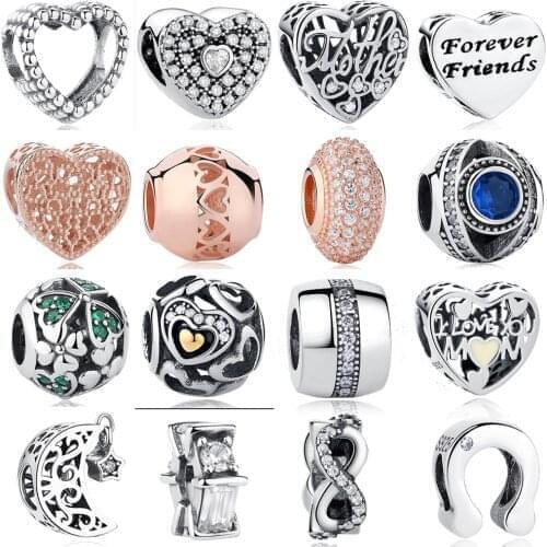 Authentic Sterling Silver Crystal Bead Fit Charm Silver 925 Original Bracelet for Women DIY Jewelry Christmas Gift