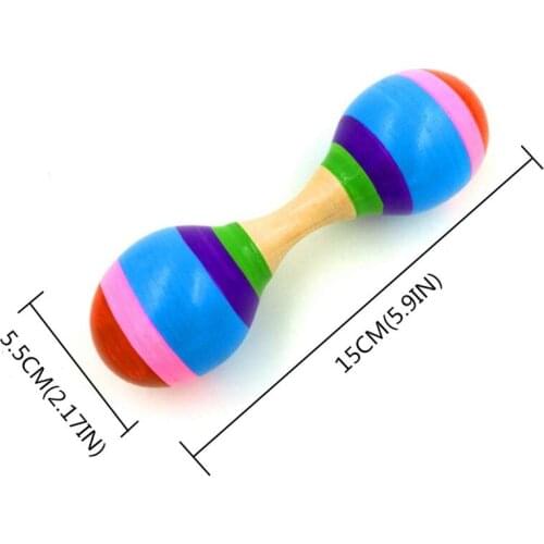 C5AA Double Head Colorful Wooden Maracas Baby Child Musical Instrument Rattle Shaker For Party Toy