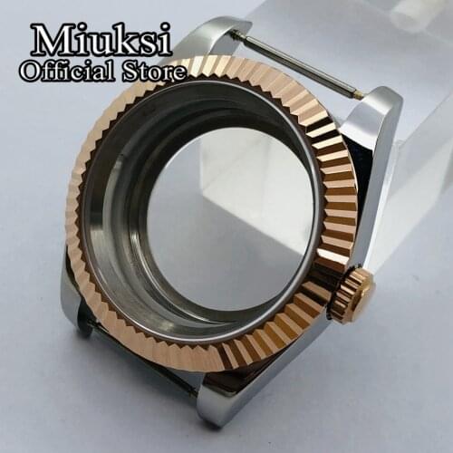 Miuksi 40mm silver rose gold case sapphire glass fit NH35 NH36 ETA 2836 Miyota 8205 8215 821A Mingzhu DG2813 3804 movement