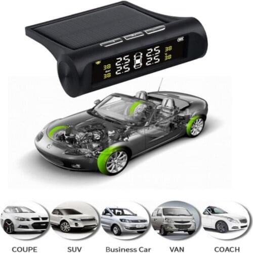 Car Tire Pressure Sensor Monitor System Solar wireless LCD TPMS + 4 External Sensors Atmospheric Pressure Temperature Monitoring