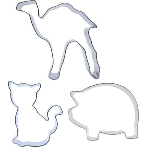 Camel, Little Cat, Fat pig shaped 3 piece biscuit cutting molds, baking tools, cake decorating soft candy tools
