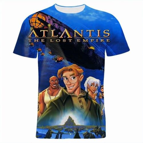 Mens Clothes Disney Atlantis The Lost Empire 3D Print Boy Girl Kids Tee Shirt Fashion Summer Cartoon Anime Women T-shirts