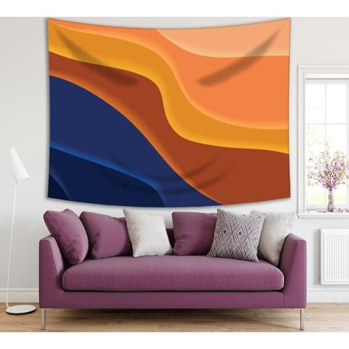 Tapestry Sea Waves and Seacoast Summer Abstract Beach Nature Decorative Illustration Printed Beige Brown Blue