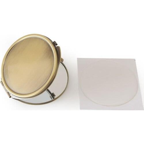 Personalised Handwork Metal folding Cosmetic Pocket Mirror For Promotional Decoration Gift+Epoxy Sticker 10/Lot