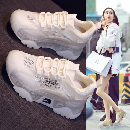 Quality Old Shoes Women 2021 New Splicing Mesh Thick-Soled Womens Shoes Street Shooting Thick-Soled Casual Sports Shoes