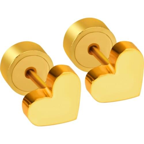 LUXUSTEEL Trendy Style Stainless Steel Earrings Heart Shape Gold Silver Color Anti-allergy Ladies Small Ear Studs Party Jewelry