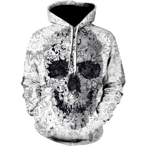 Sugar Skull Hoodie Mens Clothes 3D Print Casual Hip Hop Oversized Hoody Off White Winter Jacket Dropshiping for Men and Women
