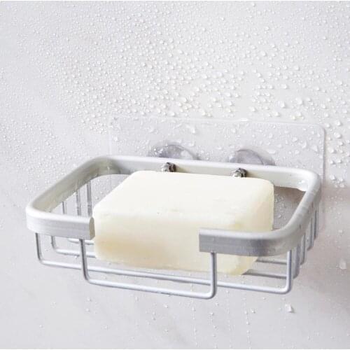 Aluminum Wall Mounted Soap Dish Creative Soap Holder Saver Bathroom Soaps Tray Storage Rack Shelf Drainer Basket Shower Caddy