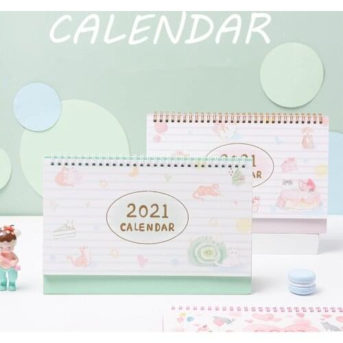 2021 Cats Dessert House Desk Calendar Creative Bronzing Coil Calendars Daily Schedule Planner 2020.08-2021.12