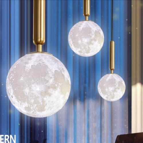 2020 New Modern Planet Moon Pendant Light Fixture for Bedroom Kitchen Bedside Hanging Lamps Luminaire Home Lighting Decoration