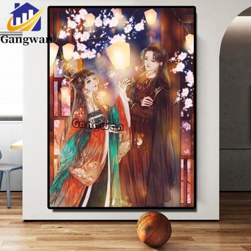 New Arrival Diamond Painting anime girl with boy DIY 3D Full Square/Round Diamond Embroidery Mosaic flower lover Rhinestone art