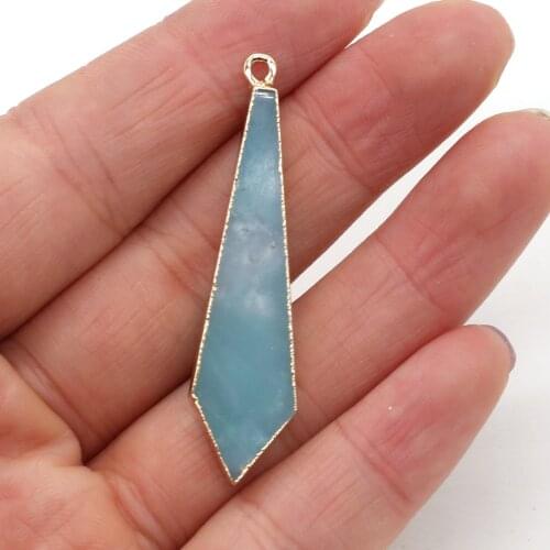 New Natural Stone Amazonite Pendant Exquisite Single-Hole Charms for Jewelry Making DIY Necklace Earring Accessories 12x48mm