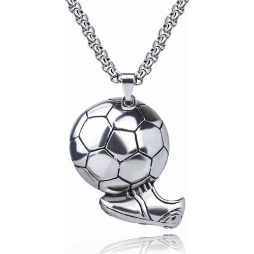 Men Hip Hop Football Shoes Soccer Pendant Necklaces Fashion Stainless Steel Male Charm Pendants Necklace Jewelry Gifts
