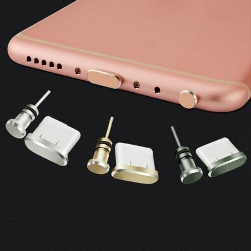 Type-C Phone Charging Port 3.5mm Earphone Jack Sim Card Type C Anti Dust Plug for Samsung S9 S8 A5 A7 2020 Huawei P9 P10