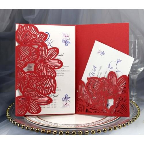 100pc Wedding Invitations 24 Color Customize Laser Cut Cards with Personalized Print Business Invites