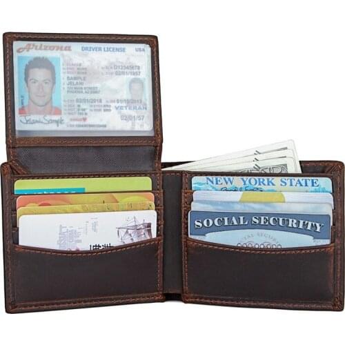 Luxury Genuine Leather Mens Wallets Top Layer Cow Leather Men Wallet Coin Pocket And Card Holder High Quality Purses For Male