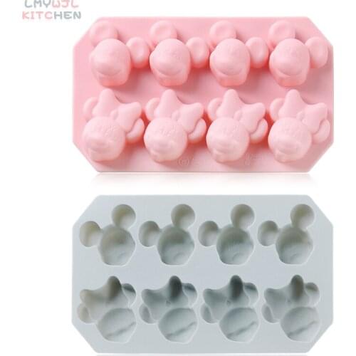 8-hole cartoon mouse silicone mold non-stick high temperature resistant cake chocolate fudge mold cake decoration accessories